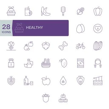 32 64x64 Thin Line Vector Icons optimized for Healthy PIXEL Perfect display Stock Illustration