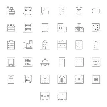 32 64x64 Vector Icons for Boxes with Display Perfect Thin Line clarity 스톡 일러스트