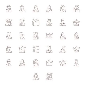 32 64x64 Vector Icons for Leader with Detail Enhanced Thin Line clarity Stock Illustration