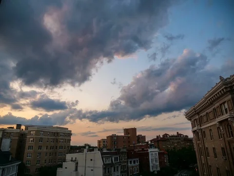 3:2 aspect ratio time lapse of sky darkening over Dupont Circle Stock Footage 105806255