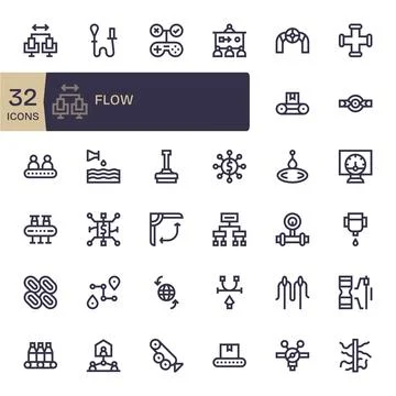 32 Bold Line Editable Retina Ready Vector Icons from Flow Suite Stock Illustration