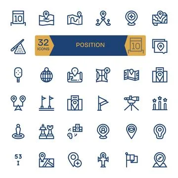 32 Bold Line Editable Vector Icons tailored for Position 256x256 interface Ilustración de archivo