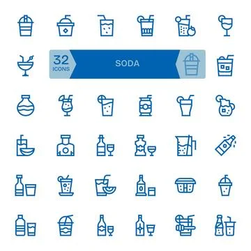 32 Bold Line Pixel Optimized 64x64 Vector Icons from Soda Suite Stock Illustration