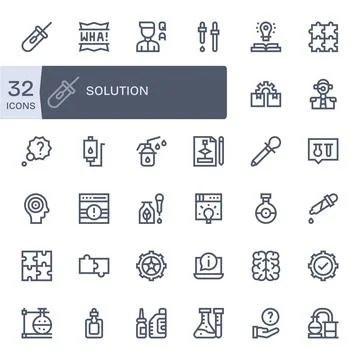 32 Bold Line Pixel Optimized Vectors for Solution Theme 스톡 일러스트