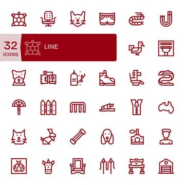 32 Bold Line Vector Icons from Line in Retina Ready Display Perfect Quality Stock Illustration