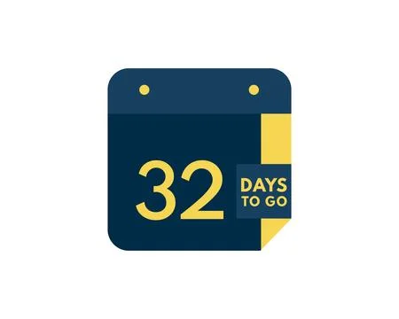 32 days to go calendar icon on white background, 32 days countdown, Countdo.. Stock Illustration