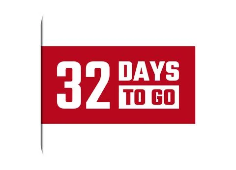 32 days to go red banner design vector illustration Stock Illustration