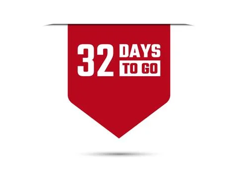 32 days to go red banner design vector illustration Stock Illustration