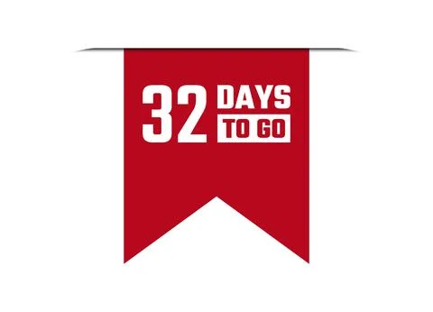 32 days to go red banner design vector illustration Stock Illustration