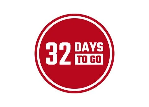 32 days to go red banner design vector illustration Stock Illustration