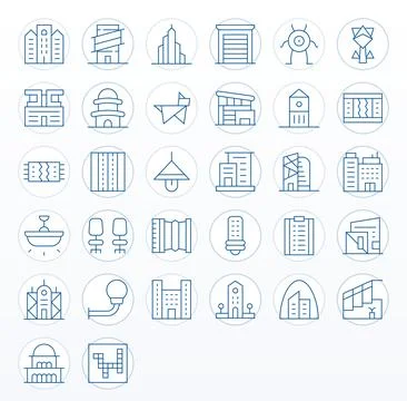 32 Editable Thin Line Vector Icons designed for Contemporary Interface Ilustración de archivo