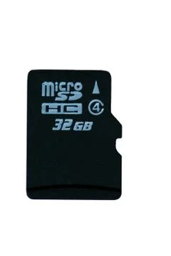32 gb micro sd memory card isolated on white background Stock Photos