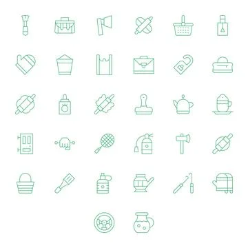 32 High Resolution Pixel Optimized Vector Icons for Handle in Thin Line Theme Stock Illustration