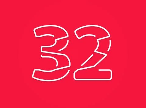 32 number. Modern trendy, creative style design. For logo, brand label, desig Stock Illustration