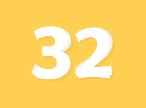 32 Number vector, modern layers design font. Eps10 illustration Illustrazione stock