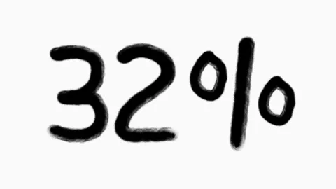 32 Percent Hand Drawn Animation With Brush Stroke For Sale And Business Concept Stock Footage 301447151