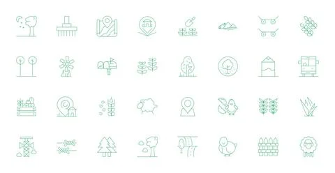 32 Pixel Optimized 128x128 Vector Icons for Rural in elegant Thin Line design Stock Illustration
