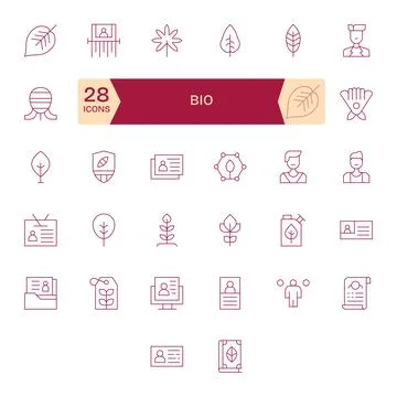 32 Pixel Optimized 256x256 Vector Icons for Bio in elegant Thin Line design Stock Illustration