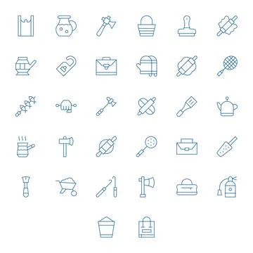 32 Pixel Optimized 64x64 Vector Icons for Handle in elegant Thin Line design Illustrazione stock