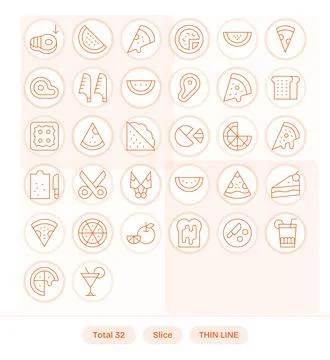 32 Pixel Optimized Thin Line Vector Icons from Slice Collection Stock Illustration