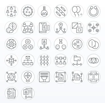 32 PIXEL Perfect 256x256 Vector Icons for Linked in elegant Thin Line design 스톡 일러스트
