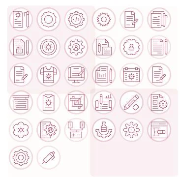32 Retina Ready Thin Line Grid Fitted Vector Icons for Modify Projects Illustrazione stock
