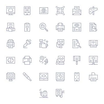 32 Thin Line Display Perfect Vector Icons for Scan Graphics Illustration