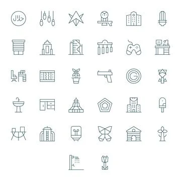 32 Thin Line Display Perfect 128x128 Vector Icons from Modern Design Suite Stock Illustration