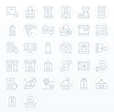32 Thin Line Display Perfect Vectors for Item Theme 스톡 일러스트
