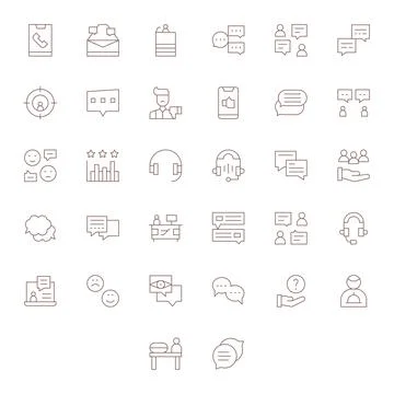 32 Thin Line Editable Vector Icons crafted for Customer Service High Resolu.. Stock Illustration