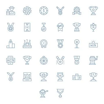 32 Thin Line Grid Fitted Vector Icons tailored for Prize 64x64 interface Stock Illustration