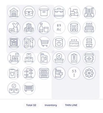 32 Thin Line Pixel Aligned Vector Icons tailored for Inventory 256x256 inte.. Stock-Illustration
