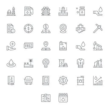 32 Thin Line Pixel Optimized Vector Icons for Resource Graphics 스톡 일러스트