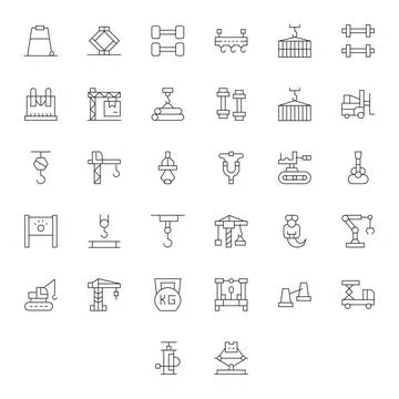 32 Thin Line Vector Icons designed for Lifting in 64x64 Editable format Ilustración de archivo