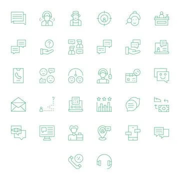 32 Thin Line Vector Icons designed for Customer Service in High Resolution .. Illustrazione stock