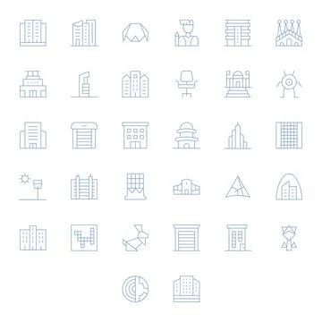 32 Thin Line Vector Icons designed for Contemporary in 64x64 Pixel Optimize.. Illustrazione stock