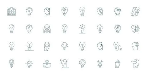 32 Thin Line Vector Icons for Thinking in crisp 64x64 Display Perfect resol.. イラスト素材