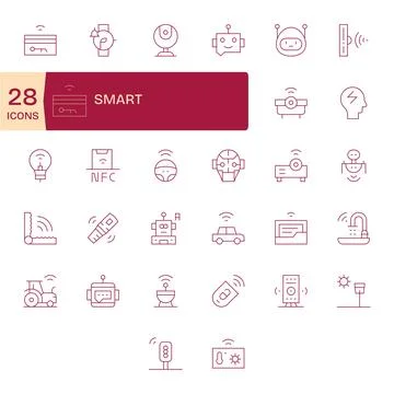 32 Thin Line Vector Icons designed for Smart in High Resolution Detail Enha.. Stockillustratie