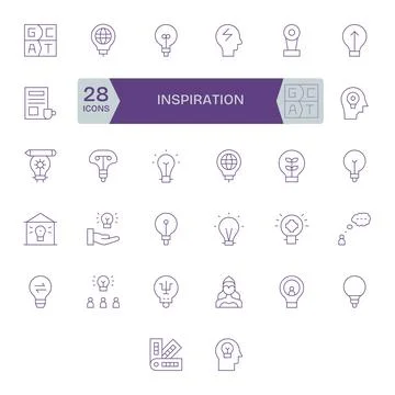 32 Thin Line Vector Icons for Inspiration in crisp 64x64 PIXEL Perfect reso.. Ilustração Stock