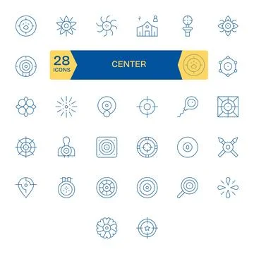 32 Thin Line Vector Icons from Center in Retina Ready PIXEL Perfect Quality Stock Illustration