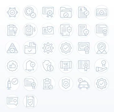 32 Vector Icons inspired by Approved in Pixel Aligned 256x256 Thin Line quali Stock Illustration