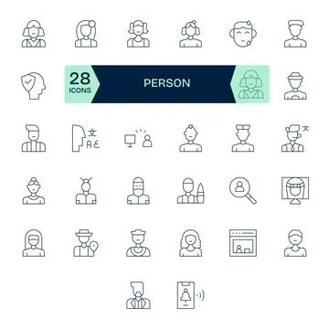 32 Vector Icons inspired by Person in Display Perfect 64x64 Thin Line quality Stock Illustration