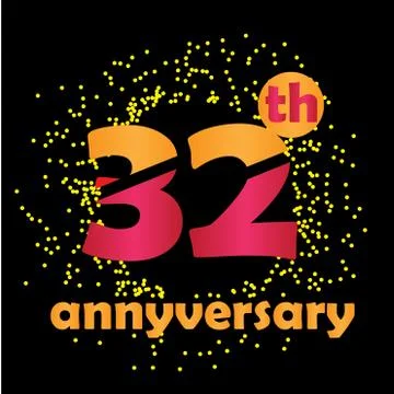 32 Year Anniversary Vector Template Design Illustration - Vector Stock Illustration