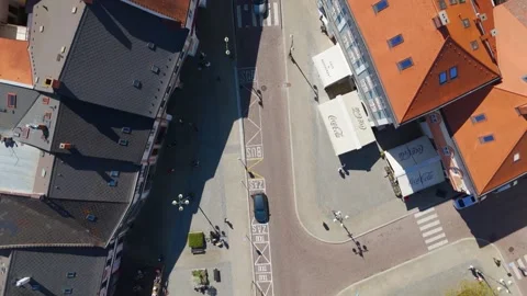 Palacky Square Top Down View, Kutna Hora, Bohemia, Czechia - Aerial Drone Palacky Square Top Down View, Kutna Hora, Bohemia, Czechia - Aerial Drone