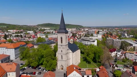 St Mary's Church on Nameti, Kutna Hora, Bohemia, Czechia - Aerial Drone St Mary's Church on Nameti, Kutna Hora, Bohemia, Czechia - Aerial Drone