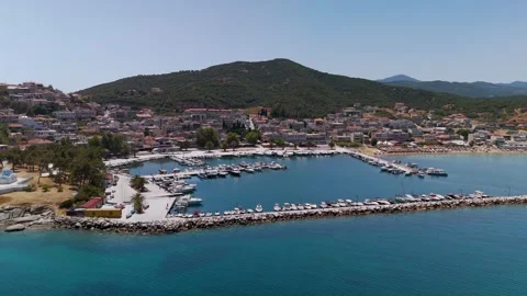 Circling Nea Iraklitsa, Kavala, Macedonia Greece - Aerial Drone