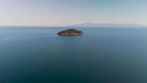 Island of Fidonisi, Thracian Sea, Macedonia, Greece - Aerial Drone Island of Fidonisi, Thracian Sea, Macedonia, Greece - Aerial Drone