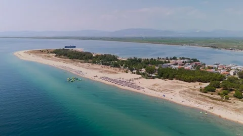 Fly down to Keramoti Beach, Kavala, Macedonia, Greece - Aerial Drone