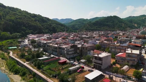 Echinos Village Low Flight, Xanthi, Macedonia, Thrace, Greece - Aerial Drone