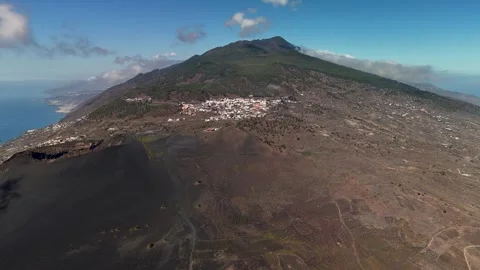 San Antonio Volcano, Wide Pan Out, La Palma, Canary Islands - Aerial Drone San Antonio Volcano, Wide Pan Out, La Palma, Canary Islands - Aerial Drone